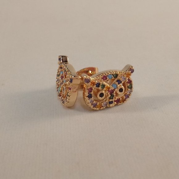 18K Yellow Gold Filled Owl Multi Color Diamond Zircon Stud Earrings Gift - Picture 6 of 8